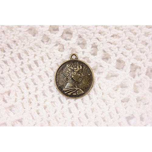 Подвеска металлическая "Старинная монета". Цвет античный бронзовый. (215)